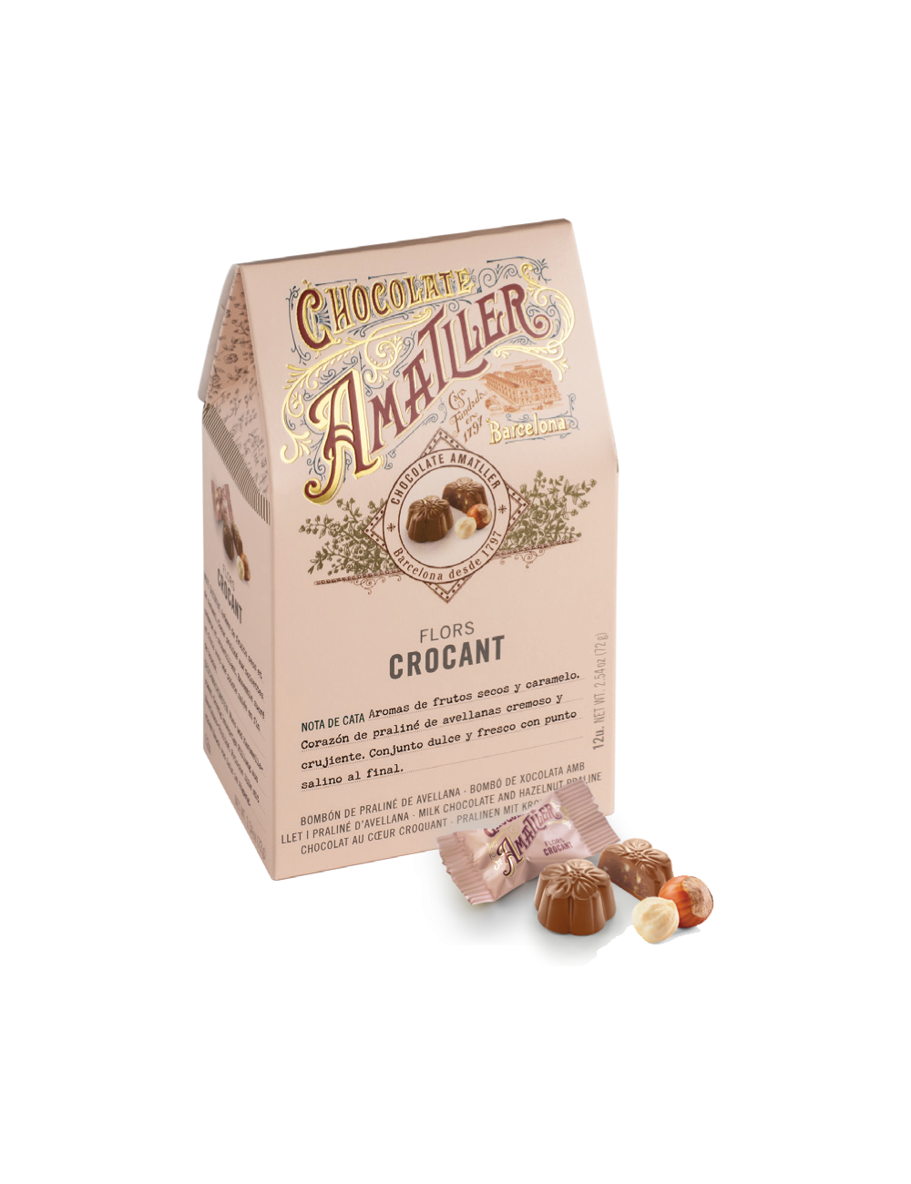 Flores de Chocolate con Leche al Crocant - Chocolate Amatller