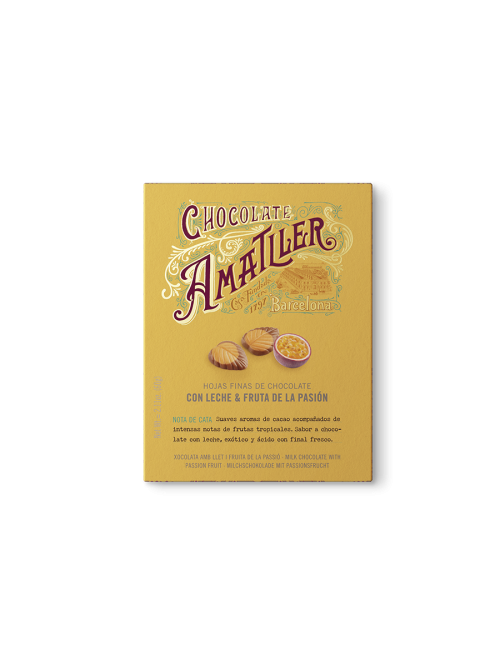 Chocolate Amatller Hojas de chocolate 32% y Maracuyá